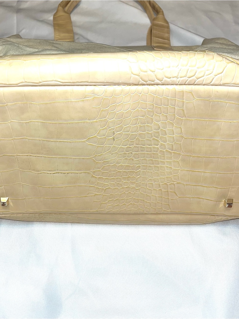 BEIS weekender bag - Neutral Canvas Tote with Croc-Accent Trim - Picture 3 of 6